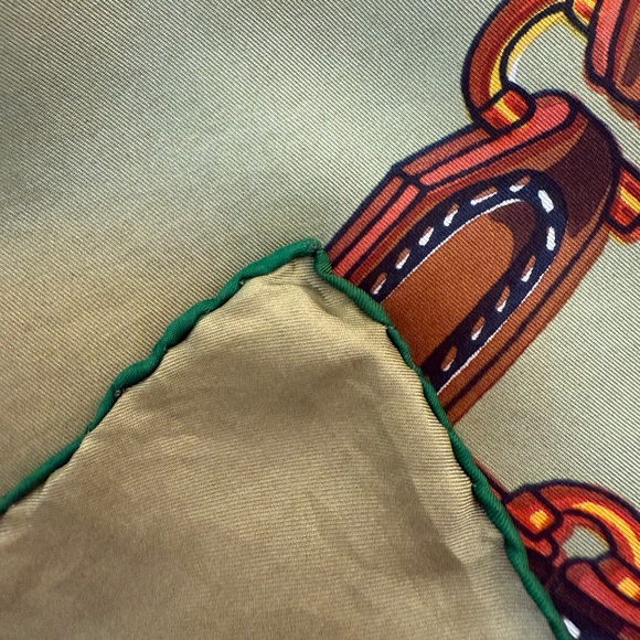 Vintage Equestrian Silk Scarf – Hand Rolled Edges – Horse Print 30” Square - Picture 10 of 10